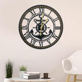 24 Inch Wall Clock, Anchor Wall Clock, Silent Non Ticking, Battery Operated Large Decor Clocks for Living Room Decor, Kitchen, Office (Nautical Style)