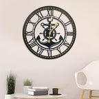 24 Inch Wall Clock, Anchor Wall Clock, Silent Non Ticking, Battery Operated Large Decor Clocks for Living Room Decor, Kitchen, Office (Nautical Style)