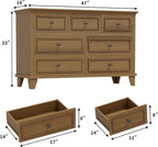 GarveeHome Brown Dresser for Bedroom, 7 Drawer Dresser, Wooden Chest of Drawers with Deep Drawers, 47 in Long Dressers TV Stand, Modern Dressers Organizer with Vintage Handle for Living Room, Hallway