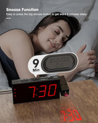 OnLyee Projection Alarm Clock for Bedroom,LED Digital Clock on Ceiling Wall with USB Phone Charging,Battery Backup,180° Rotatable Projector& Dimmer,12/24H,DST,Snooze,Dual Loud Bedside Heavy Sleeper