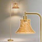 67" Modern Vintage Floor Lamp with Rope-Braided Lampshade - Ideal for Living Room, Bedroom & Office - Heavy Base, Pedal Switch, Stable & Convenient Lighting Solution(Include E26 Bulb)