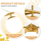 3-Light Bathroom Light Fixtures, Brushed Gold Vanity Lights for Bathroom with Milky White Glass Ball Shade, 18.9 inch Bathroom Lighting Fixtures Over Mirror, Wall Sconce for Bedroom(Bulb Not Included)