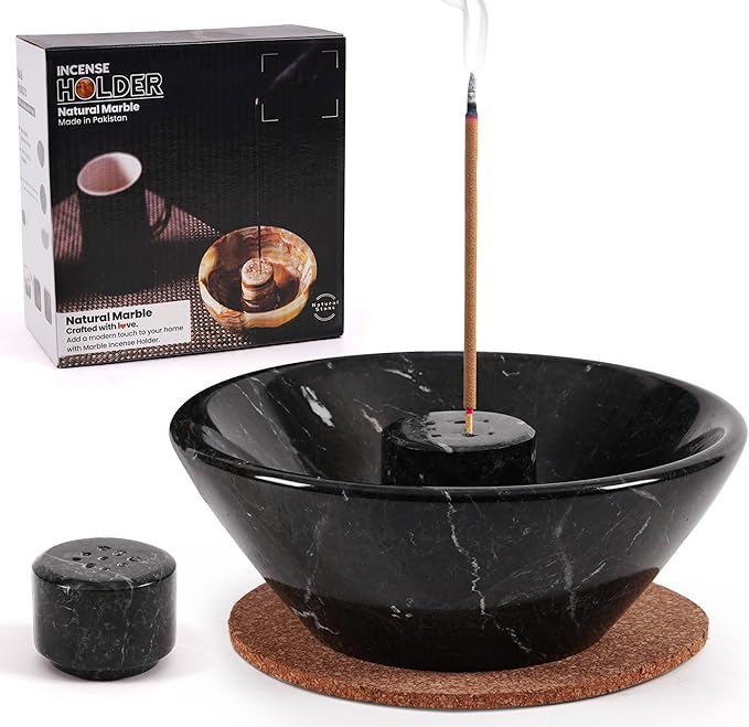 Radicaln Marble Incense Holder for Stick 5.5" Inches Black Handmade Incense Stick Holder for Living Room Décor, Ideal Incense Holder Marble Ashtray & Palo Santo Holder for Home Décor