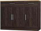 Shintenchi Modern Farmhouse Sideboard Buffet Cabinet,Barn Doors Buffet Cabinet with 2 Drawers & 3 Doors,Wood Coffee Bar Cabinet with Adjustable Shelf for Kitchen Living Room,Brown
