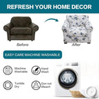 KRFOONN 2 Piece Couch Chair Cover Printed Sofa Covers Couch Covers Stretch Armchair Sofa Couch Slipcovers Furniture Protector with Elastic Bottom for Living Room (Armchair, 51)