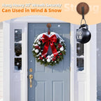 Wreath Hanger for Front Door, Upgraded Suction Cup Hook for Window Glass/Shower Mirror/Over Door, Christmas/Thanksgiving/Halloween/July 4th/Easter/Valentine/Fall/Summer/Spring(Walnut, J, 2 Pack)