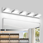 Bathroom Vanity Lighting Fixtures Over Mirror (5-Light, 40-Inch) Dimmable Modern LED Bathroom Wall Lighting Fixtures, Chrome(3000K/3500K/4000K/5000K/6000K)