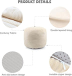 Sexysamba Round Corduroy Pouf Cover Only, 20"x 16" Unstuffed Decorative Ottoman Foot Stool Rest, Washable Storage Bean Bag Chair Floor Pouf Covers for Living Room Bedroom, Beige