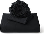 Bedsure Duvet Cover Queen Size with Fitted Sheet - 4 Pieces Prewashed Cotton-Like Extra Soft Bedding Set, Includes 1 Duvet Cover 90x90 Inches with Zipper Closure, 2 Pillow Shams, 1 Fitted Sheet, Black