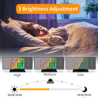 Projection Alarm Clock for Bedroom, Digital Smart Clock with 180° Rotatable Projector, 3 Level Brightness Dimmer, Clear LED Color Display, Digital Alarm Clock for Bedroom