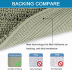 H.VERSAILTEX Bathroom Rug Sets 2 Piece Bath Mats Non Slip Thick Soft Chenille Striped Bath Rug achine Washable Shower Floor Rugs for Tub, Shower and Floor (Eucalyptus Green, 47" x 17"/17" x 24")