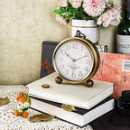 Gold Desk Alarm Clock for Bedroom Kids Modern Mantel Small Table Clock Desktop Farmhouse Tabletop Metal Battery Operated Clock for Bedside Living Room Office Silent 5.5 Inches (Arabic)