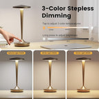 Cordless Lamp Rechargeable LED Table Light,48Hrs Battery Operated Table Lamp,Potable Lamp with Stepless Dimming and Waterproof Lamp for Kitchen,Dining,Shower,Outdoor Patio,Camping (1Pbronze)