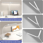 EppieBasic Led Desk Lamp,24W 31.5IN Architect Double Head Desk Lamps for Home Office,Dimmable & 6 Color Modes Extra Bright Modern Table lamp with Base,Overhead Computer Lighting for Workbench Monitor