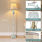 PARTPHONER Vintage Floor Lamps for Living Room,Traditional 350° Adjustable Swing Arm Farmhouse Floor Lamp for Bedroom, Rustic Standing Lamp Pole Lamps for Reading, Home Décor and Office, Washed Blue