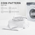 Love's cabin California King Size Quilt Bedding Set White Bedspreads - Cal King Summer Lightweight Bedspread Comforter - Coin Pattern Coverlet for All Season - 3 Pieces (1 Quilt, 2 Pillow Shams)