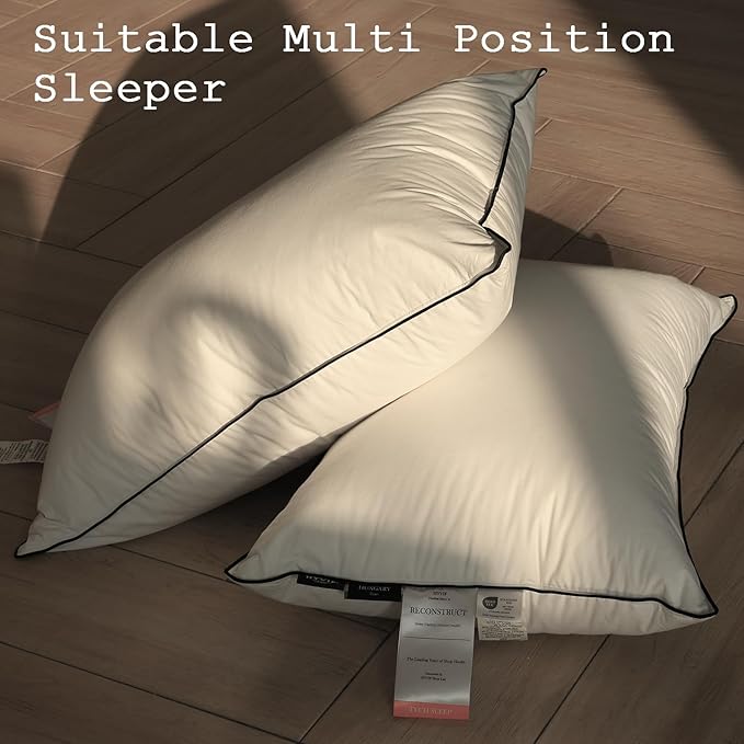 Luxurious Down Pillows - Standard Size, High Fill Power, Breathable Cotton Blend Shell,Down Pillow Ideal for Every Night (White, Standard (Pack of 1))