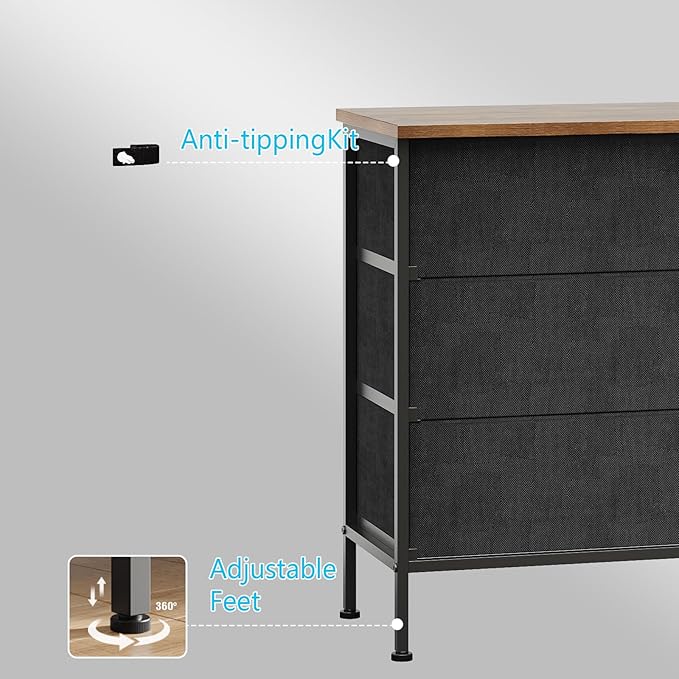 Tohomeor Dresser with Drawers for Bedroom Chest of Drawers Fabric Dresser for Closet,Nursery Entryway Hall Tree TV Stand for Living Room Retro Floral Pattern Drawers Wooden Top (Wide 9 Drawers)