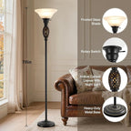 Luvkczc Vintage Floor Lamp with Nightlight, 70" Rustic Standing Lamp with Glass Shade, Victorian Style Tall Lamp Decor for Living Room Bedroom Study Home Office Corner (Bulb Included)