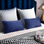 12x20 Blue Throw Pillow Covers: 2 Pack Original Striped Velvet Rectangular Decorative Pillow Cases for Farmhouse Couch