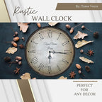 Tasse Verre 12 Inch Vintage Wall Clock - Farmhouse Decor Distressed White Washed Mechanical Quiet Silent - Retro Vintage Hanging Brown Non-Ticking Round