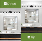 BesLowe 51" 8-Light Bathroom Light Fixture, Modern Black Vanity Light, Bathroom Lighting Fixtures Over Mirror, Matte Black Bathroom Wall Lamp, Wall Lights for Living Room Bedroom Hallway