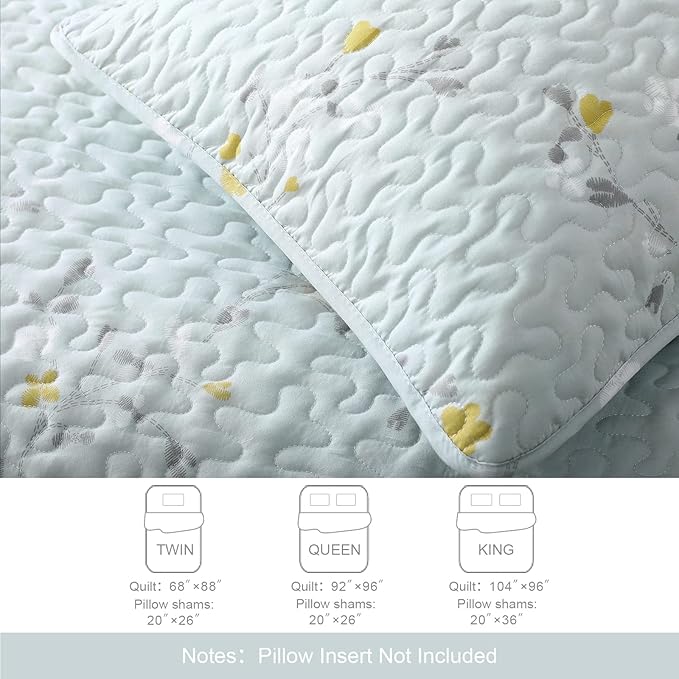 Exclusivo Mezcla Reversible Boho Quilts King Size, Aqua Bedspreads Lightweight Coverlet All Season Flowers Quilt Bedding Set with Printed Floral Pattern (1 Quilt, 2 Pillow Shams)