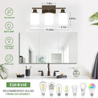 3-Light Bathroom Light Fixtures, Vanity Light with Milky White Shades, Oil-Rubbed Bronze Bathroom Light Fixtures Over Mirror, Modern Bathroom Wall Lamp for Mirror Living Room Cabinet Bedroom