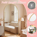 Full Length Mirror, 71" x 32" Arched Full Body Mirror Large Standing Floor Mirrors, Mirrors for Bedroom, Bathroom, Living Room Standing or Wall Leaning, Gold
