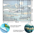Accnicc Mountain Tapestry Nature Forest Tree Tapestries for Bedroom Aesthetic Starry Night Moon Stars Tapestrys Wall Hanging Teal Abstract Wall Tapestry for Dorm Living Room (Teal, 60'' × 44'')