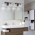 SineRise 2-Light Bronze Vanity Light with 3 Color Modes (3000K/4000K/6000K), Eye Protection LED Bathroom Light Fixture, Dimmable Modern Wall Light Over Mirror with Clear Glass Shade