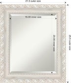 Amanti Art White Wall Mirror 26x22 Opera Off White Rectangle Bathroom Mirror for Wall Decor Living Room, Small Traditional Wood Frame, Hangs Horizonally and Vertically, Bathroom Decor, Beveled Edge