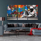 Novatique Colorful Graffiti Wall Art Street Wall Decor Graffiti Painting Picture Banksy Style Wall Art Modern Home Decor for Bedroom Living Room Office, 24"x 36"x 3Pcs