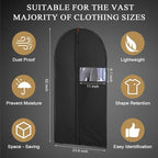 62-Inch Garment Bags Covers,Hanging Clothes Bag, Suit Cover Bags with Clear Window for Hanging Closet Clothes Storage and Travel (Black)