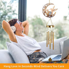 JOBOSI Moon Hummingbird Wind Chimes Decor Gifts, Solar Hummingbird Wind Chimes for Outside, Mother's Day Wind Chime Gift, Gifts for Mom, Women, Grandma, Outdoor Garden Lawn Yard Decor