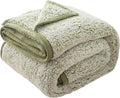 EMME Soft Sherpa Fleece Blanket Reversible Plush Fluffy Large Blanket, Light Weight Warm Decorative Boho Blanket Cover for Sofa, Couch, Bedroom,Travel(Plush Sage,108"x90")