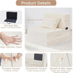 Folding Sofa Bed, 4 in 1 Convertible Sleeper Chair with Pillow, Single Memory Foam Fold Out Chair Bed, Modern Floor Futon Sofa Couch Mattress for Living Room/Guest/Apartment,Beige