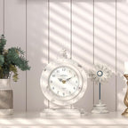 Vintage Table Clock, Desk and Shelf Mantel Clock, Antiques London Style White Decor Clocks, for Farmhouse, Living Room, Bedroom, Bedside, Gift (8.8" H x 6.3" W)