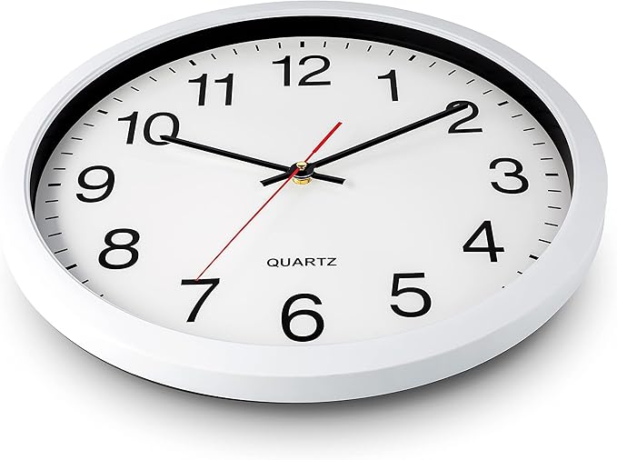 Bernhard Products White Wall Clocks, 2 Pack Silent Non Ticking - 16 Inch Extra Large Quality Quartz Battery Operated Round Easy to Read Home/Office/Business/Kitchen/Classroom/School Clock, Black Hands