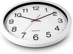 Bernhard Products White Wall Clocks, 2 Pack Silent Non Ticking - 16 Inch Extra Large Quality Quartz Battery Operated Round Easy to Read Home/Office/Business/Kitchen/Classroom/School Clock, Black Hands