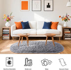 Noahas Fluffy Grey Rugs for Bedroom Living Room,2.6'X5.3' Oval Throw Rug for Kids Room,Shag Hallway Runner Rug,Small Soft Shaggy Bedside Non-Slip Plush Nursery Dorm Carpet Home Decor Aesthetic