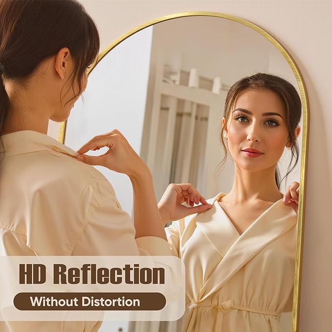 Full Length Mirror, 81"x41" Arched Full Body Mirror, Oversized Floor Mirrors, Leaning Free Standing Mirrors, Hanging Mounted Large Mirrors for Bedroom Dressing Room, Cloakroom, Gold