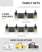 zeyu Modern Bathroom Light Fixtures, 4 Light Vanity Lighting, 28.5" Bathroom Mirror Wall Light, Matte Black Finish with Clear Glass Shade, ZSL72B-4W BK