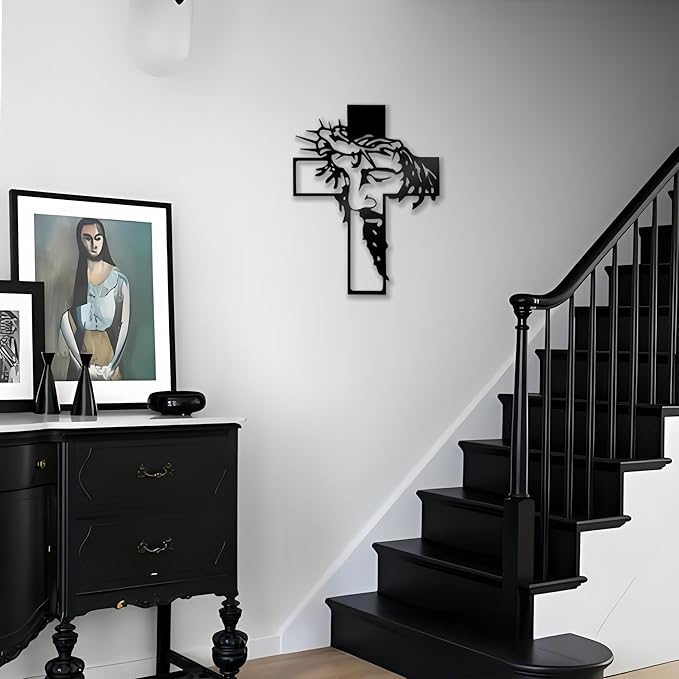 Black Jesus Crosses Wall Decor Christian Gifts for Women Suitable For Christmas Religious Home Living Room Meaningful Religious Gift for Mom, Grandma, Friends & Believers 9.84 * 12.59inch
