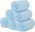 Tinideya 6 Pcs Flannel Fleece Throw Blanket Bulk 50 x 60 Inch Soft Fleece Blanket Warm Throw Blankets Coral Blankets for Couch Sofa Home Wedding Gifts Season (Sky Blue)