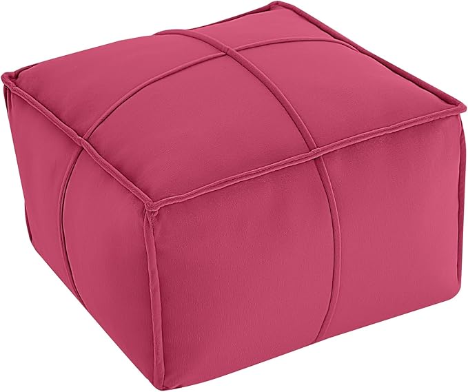 MeMoreCool Stuffed Round Pouf Ottoman Foot Rest, Floor Pouf Foot Stool with Soft Foam Chunk Filling, Small Round Ottoman Footstool Circle Footrest for Living Room
