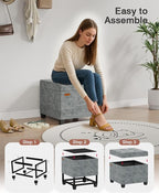 17.7 inches Chenille turfed Ottomans Cube with Legs, Metal-Framed Square Storage Ottoman Foot Rest Stool Holds 770 LB for Dorm Living Room Bedroom Gray UASN641G