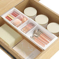 Lifewit Sliding Makeup Drawer Organizer Trays with Inserts, Extendable Hanging Desk Drawer Divider, Fits 13-20" Deep Drawers, 1.8" High Plastic Organizer Tray for Vanity, Office, Kitchen, White