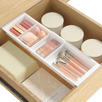 Lifewit Sliding Makeup Drawer Organizer Trays with Inserts, Extendable Hanging Desk Drawer Divider, Fits 13-20" Deep Drawers, 1.8" High Plastic Organizer Tray for Vanity, Office, Kitchen, White