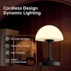 Mushroom Lamp Cordless Lamp Table Lamp,Outdoor Waterproof Shower Lamps,5000mAh Rechargeble Battery Operated Dimmable Touch Desk Lamps,LED Night Light for Bathroom Patio Camping Outdoor(Black)